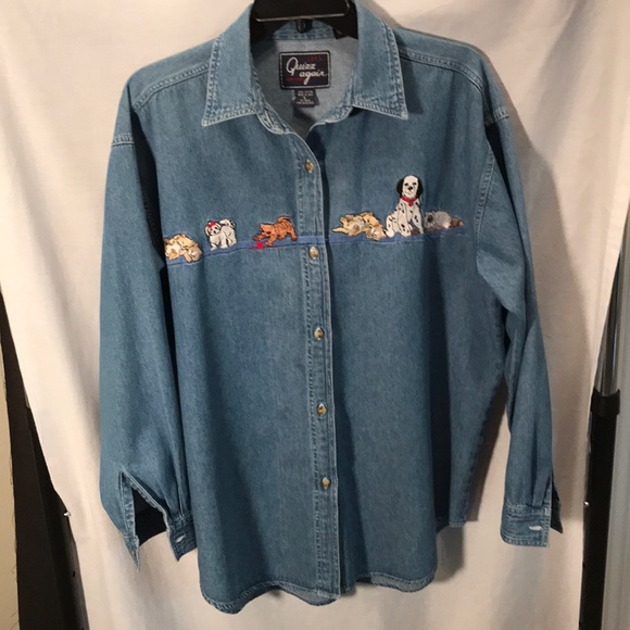 ladies blue jean shirt